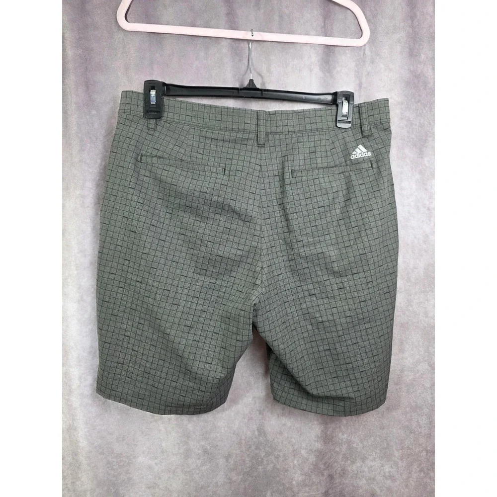 Adidas‎ Golf Mens Grey Grid Pattern Performance Shorts Stretch Waistband